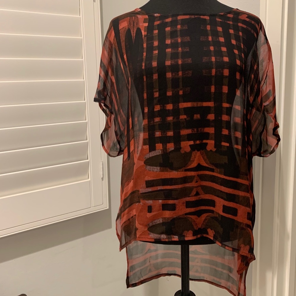 SAMI&LAVI SHEER SHORT SLEEVE BLOUSE